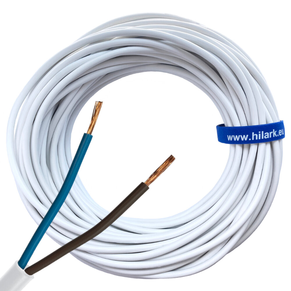 Przewód kabel biały H05VV-F OWY 2×1,5 mm 100m