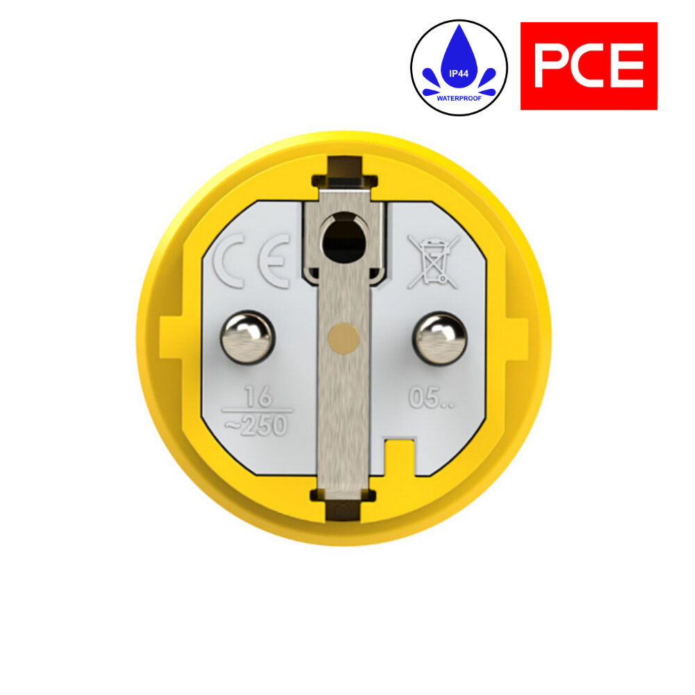 Wtyczka PCE 0521-ES gumowa żółta