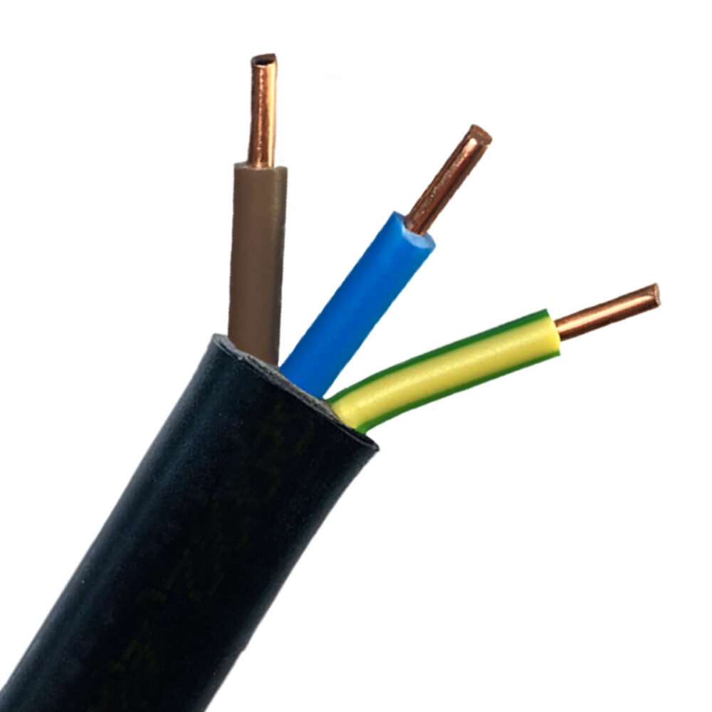 Przewód instalacyjny płaski kabel YDYp 3×2,5 mm2 450/750V CZARNY 10m