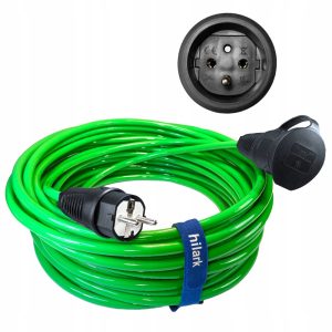 Przedłużacz elektryczny 1 gniazdo zielony H07BQ-F 3g2,5 z gumy mocny 45m