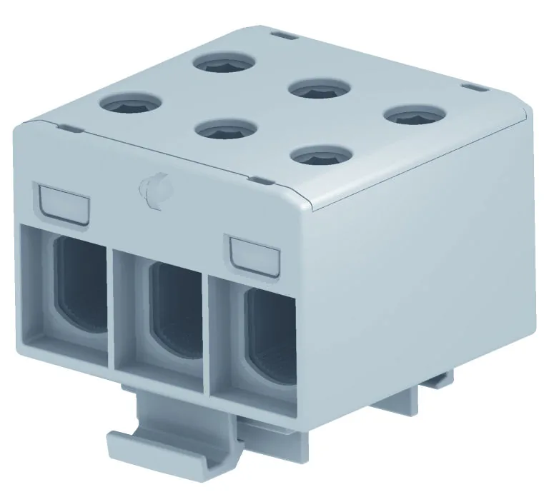 Złączka Szynowa Przelotowa 3X 1X Al/cu 1.5-50.0MM2 1000V AC/1500V DC Zacisk Uniwersalny Szary