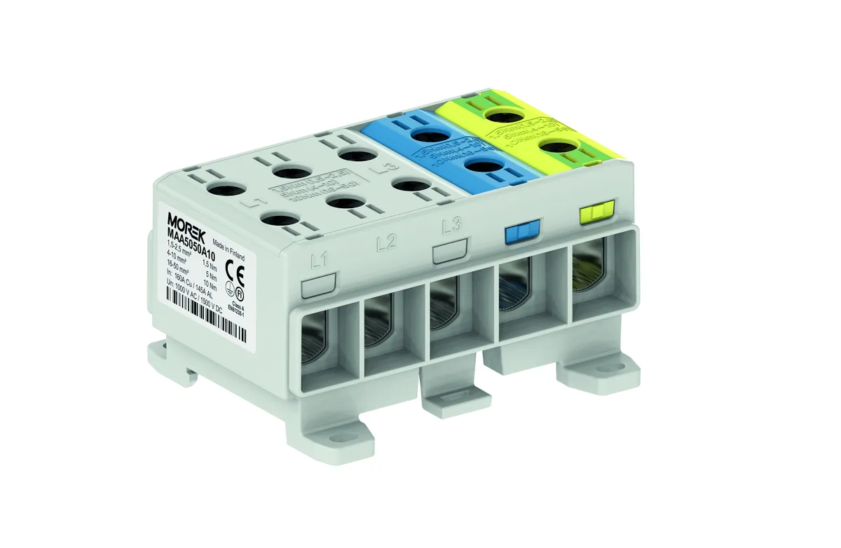 Złączka Szynowa Przelotowa 5X Szary,niebieski, Żó/ziel 5X1XAL/CU 1,5–50 MM2 1500V Zacisk Uniwersalny