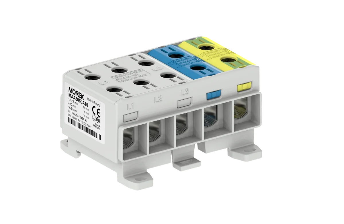 Złączka Szynowa Przelotowa 5X Szary,niebieski, Żó/ziel 5X1XAL/CU 1,5–50 MM2 1500V Zacisk Uniwersalny